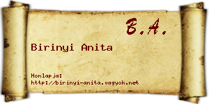 Birinyi Anita névjegykártya